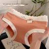 5A Skin-Friendly Pure Cotton Mid-Waist Japanese Style Girly Underwear with Wavy Letter Design