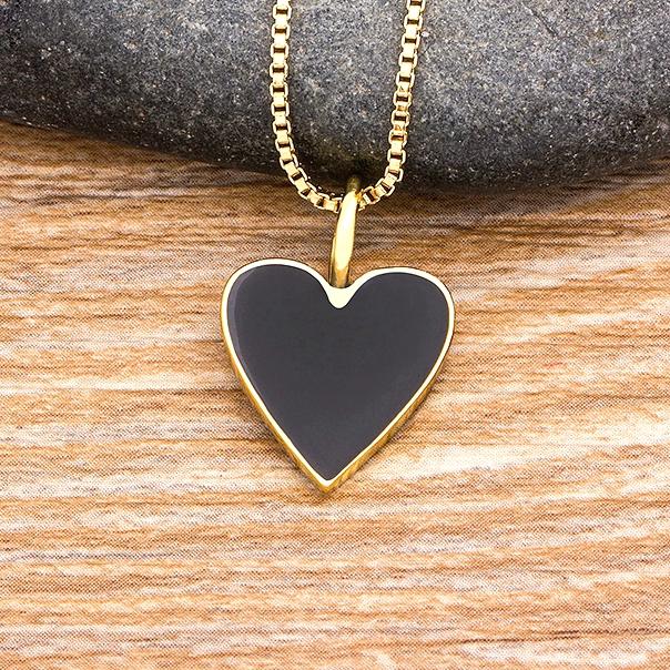Nidin Romantic Heart Couple Necklace 5 Colors Simple Valentine's Day Sweater Chain Fine Friend Lovers Wedding Party Gift Jewelry