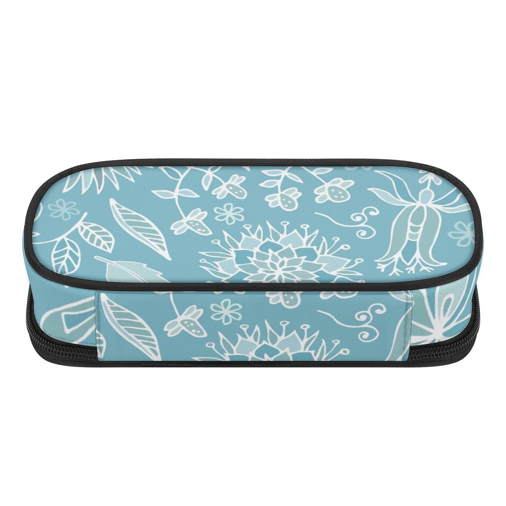 Pencil Pouch Large Capacity 300D Polyester Easy Open Zipper with Main Compartment Mesh Pocket and Pen Slots for Classroom Use