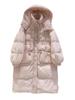 Anti-season autumn and winter new down jacket women's Chinese knot medium and long over the knee hooded waist thickened design sense niche
