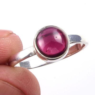 Natural Garnet Gemstone Handmade 925 Solid Sterling Silver Gift Ring Size 8 E6P97