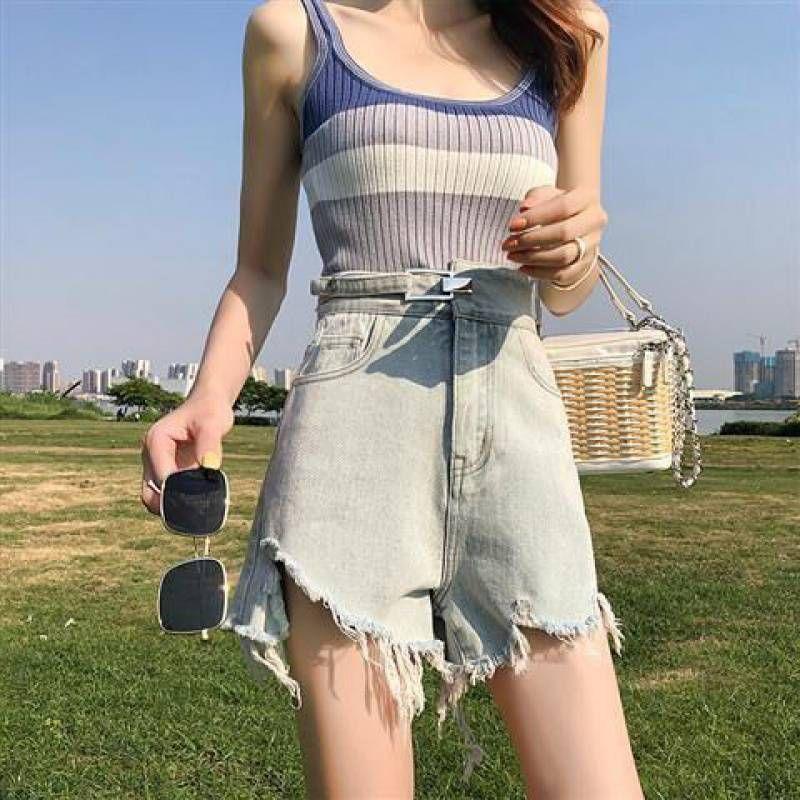 

High-waisted Loose Wide-Leg Shorts High Waist Loose-Fitting Wide-Leg Short Jumpsuit 6622 [light blue] No Bomb 2XL