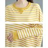 DIMANAF 2025 Autumn Plus Size T-Shirt Women Long Sleeve O-Neck Hoodies Loose Stripes Tops Tees Cotton