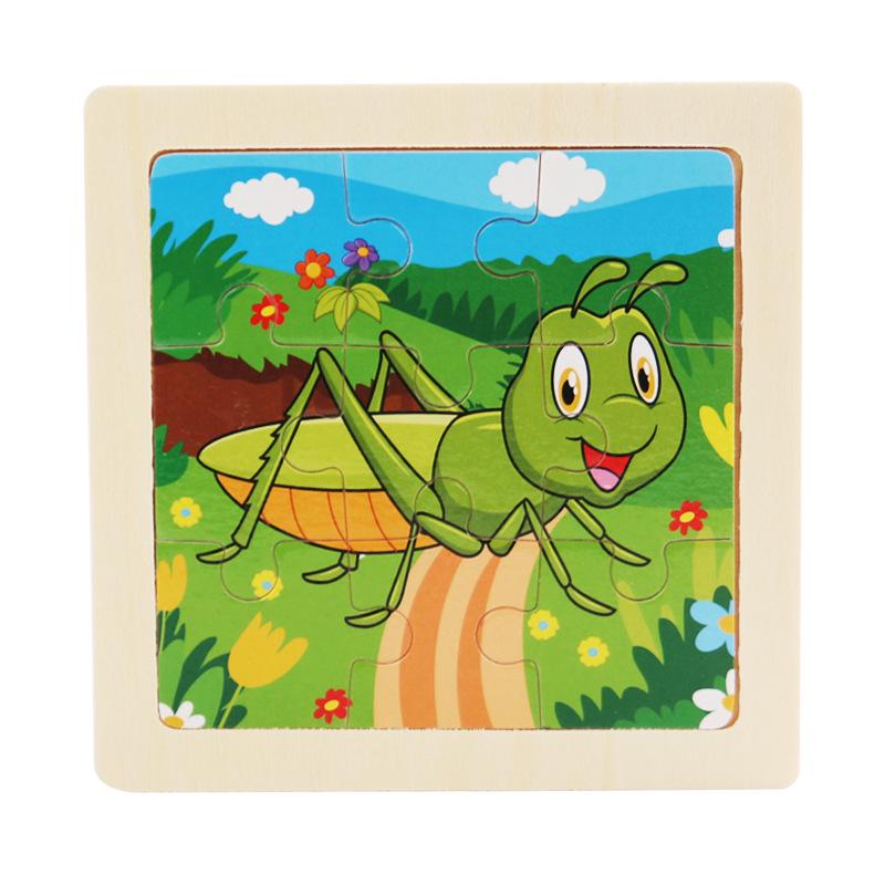 9-Piece Wooden Cartoon Animal Transport Jigsaw Toy for Early Education