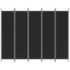 Vidaxl 5-Panel Room Divider, Black, 250X200 Cm, Fabric