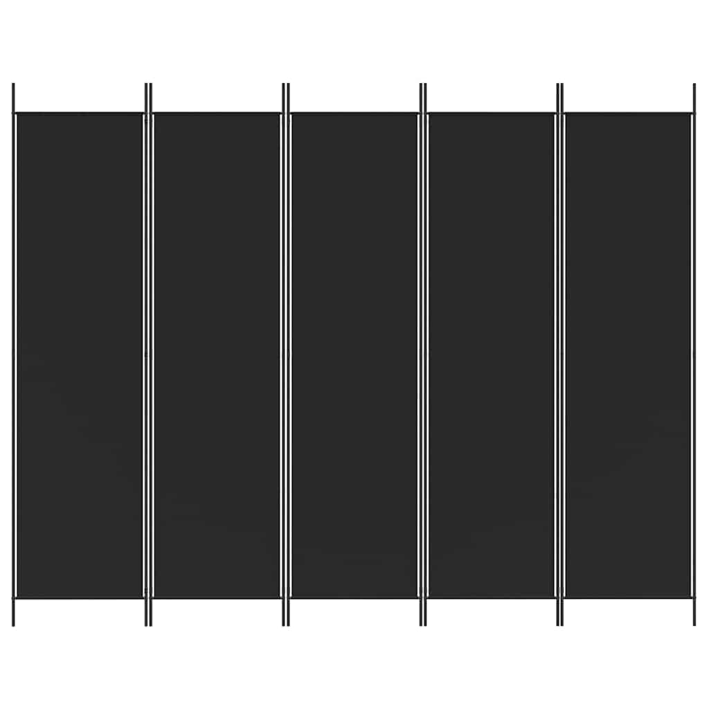 Vidaxl 5-Panel Room Divider, Black, 250X200 Cm, Fabric