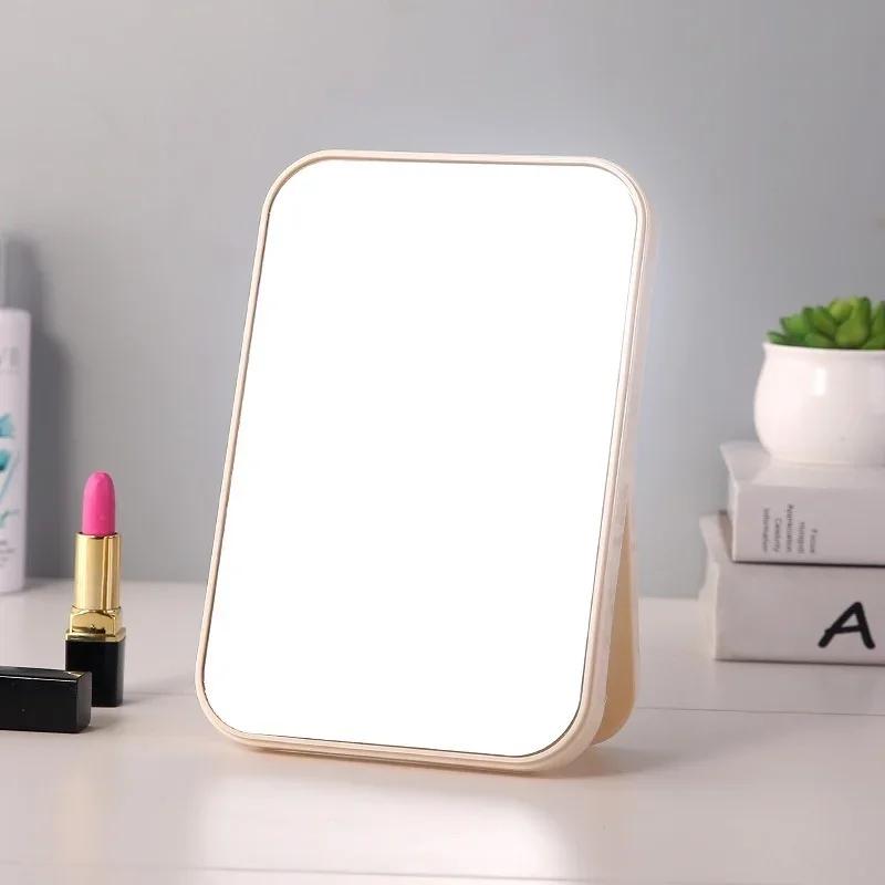 Portable Large Square Princess Mirrors Make Up Mirror High List Size Large Makeup Mirror Desktop Plain Folding Dressing Tool