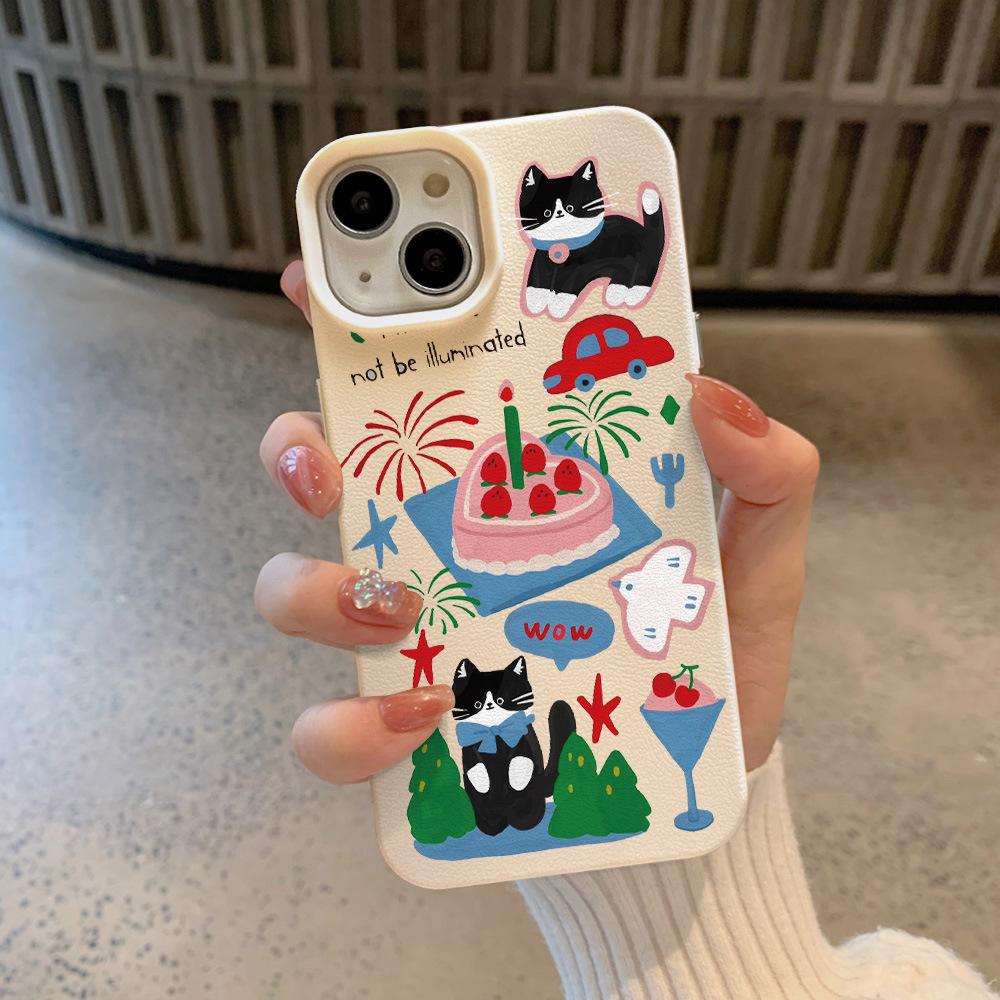Strawberry Cake Cat for IPhone 16 Mobile Phone Case for IPhone15/14plus/13promax Silicone 12