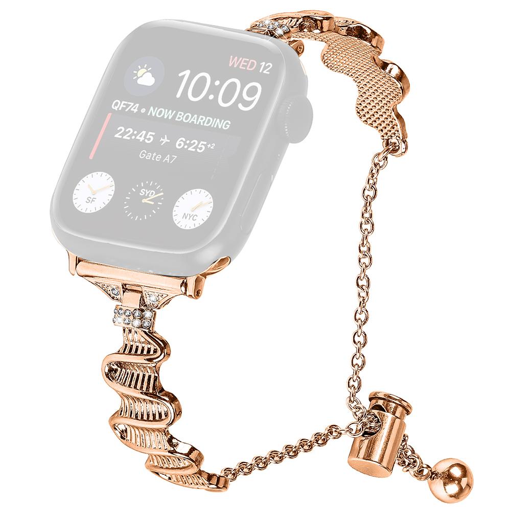 

For Apple Watch Series 10 46mm/Ultra 2 Ultra 49mm/Series 9 8 7 45mm/6 5 4 SE (2023) SE (2022) SE 44mm/3 2 1 42mm Alloy Watch Band Rose Gold