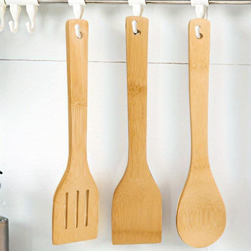 1 Pcs Bamboo Non Stick Frying Pan Spatula Rice Spoon Spatula High Temperature Resistant Cooking Tool Home Supplies
