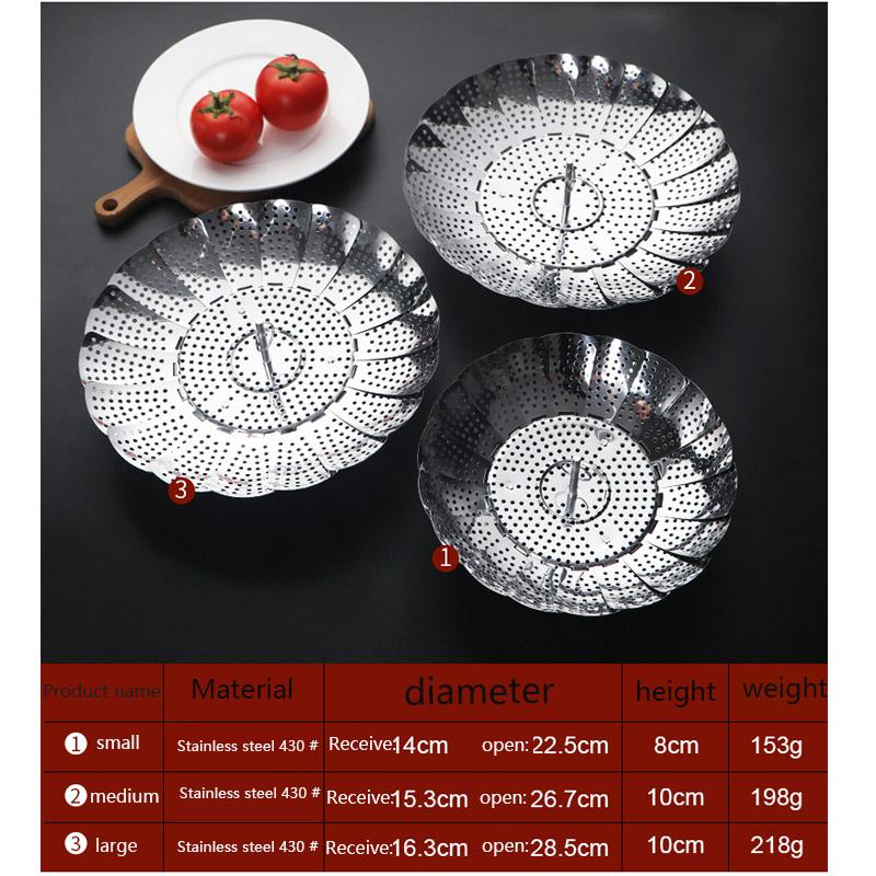 Stainless Steel Folding Steamer Cookware and Utensils for Cooking Steam Vegetable Kitchen Fruit Food Basket Mesh Steamer Rack