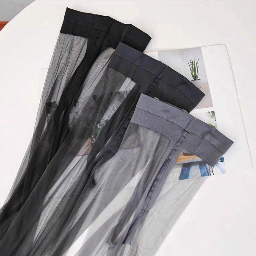 Mesh Grey Pantyhose Solid Color Ultrathin Stockings Simple Silk Stockings  Women