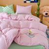 Ins Korean Style Pink Plaid Bedding Set 2025 New No Filling Warm Twin Full Queen Size Girls Bed Sheet Set With Pillowcases