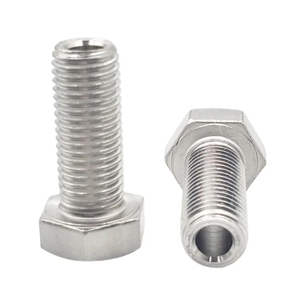 304 Stainless Steel Through Hole Hollow Screw M4 M6 M8 M10 M12 M14 M16 M20 Outer Hexagonal Bolt Mask Machine Thread Fastener