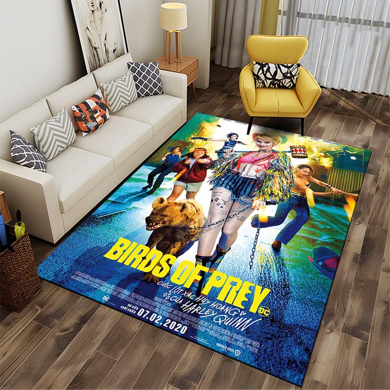 Harley Quinn Birds of Prey Carpet suitable as a non-slip mat for the living room or bedroom sofa
