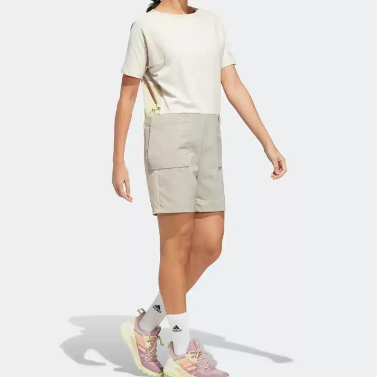 Adidas Fashion Sports Series Breathable Comfortable Color Block Casual Jumpsuit Women jumpsuit Brown HE5189