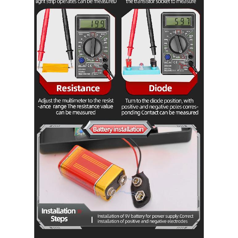 ANENG DT830B Digital Multimeter + BT167 Battery Tester Combo 1999 Counts AC DC Voltage Current Resistance Tester Tool Set