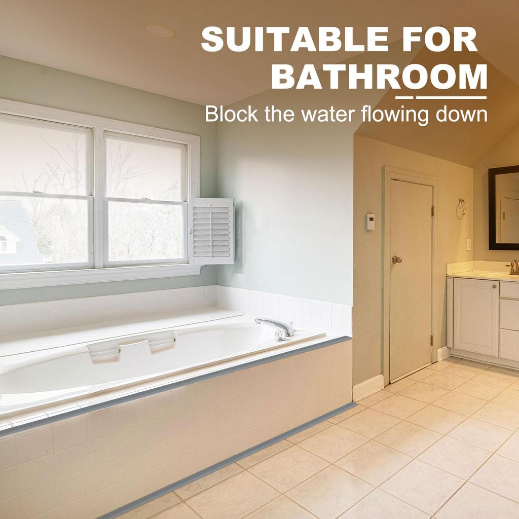 PATIKIL Folding Shower Threshold Water Dam Guard Shower Stopper Barrier Sink Splash Guard L Shape for Frameless Shower Door Bottom Clear 118"