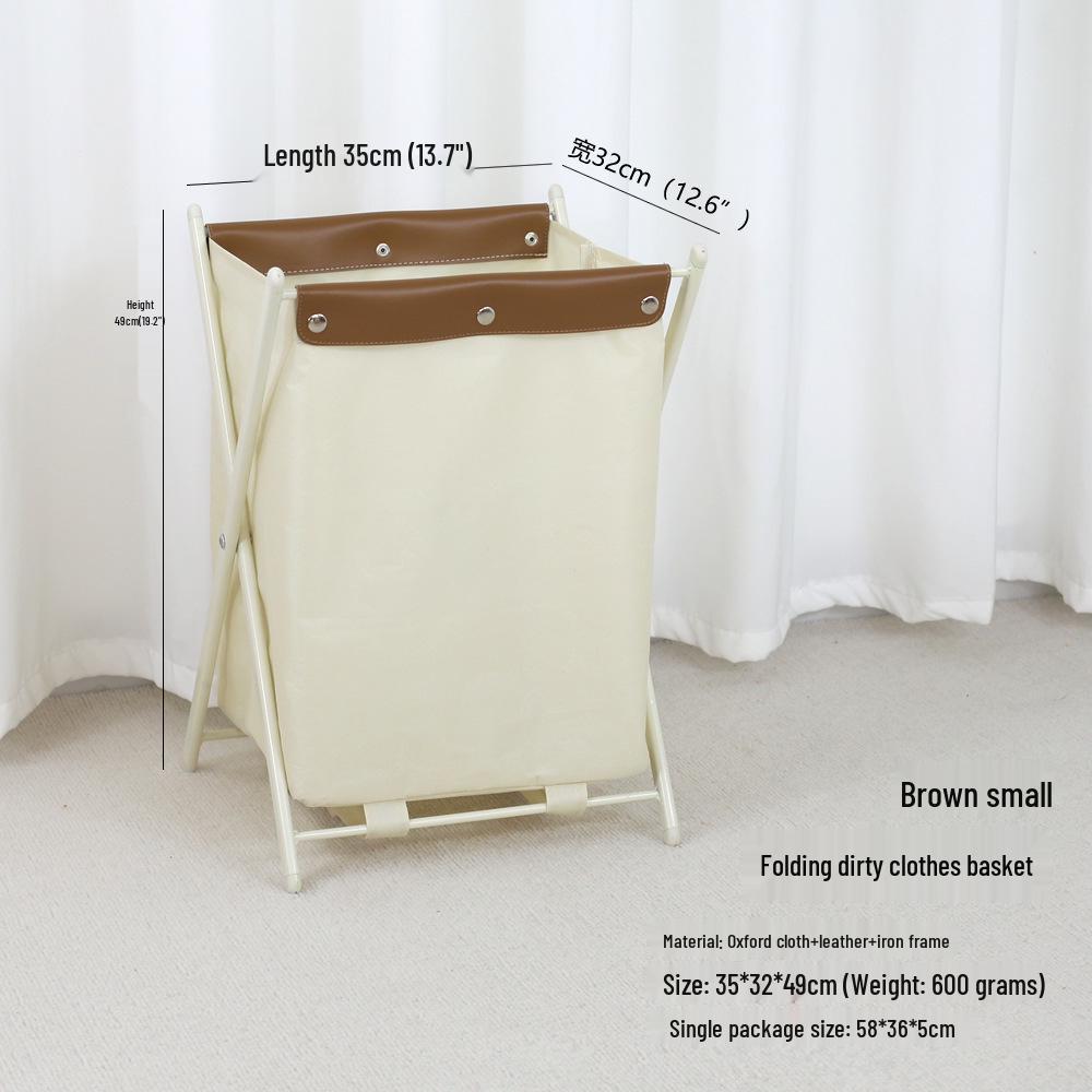 Foldable Fabric Laundry Basket with Iron Frame for Dorm and Bathroom