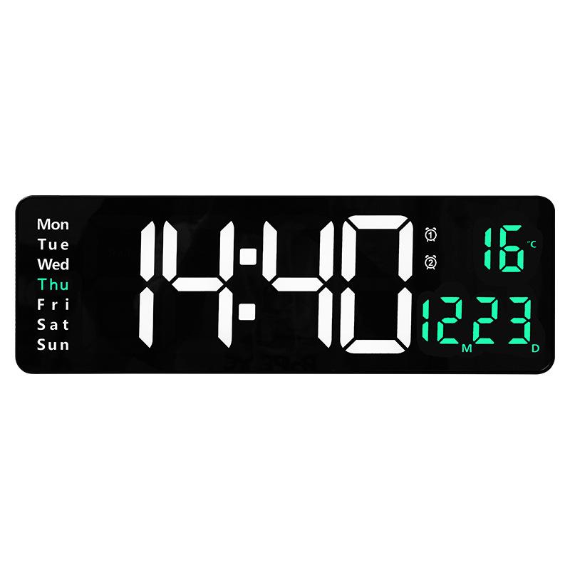 16-inch Large-screen Digital Wall Clock Temperature Date Week Display Remote Control Double Alarm Clock 12/24H LED Wall Clock