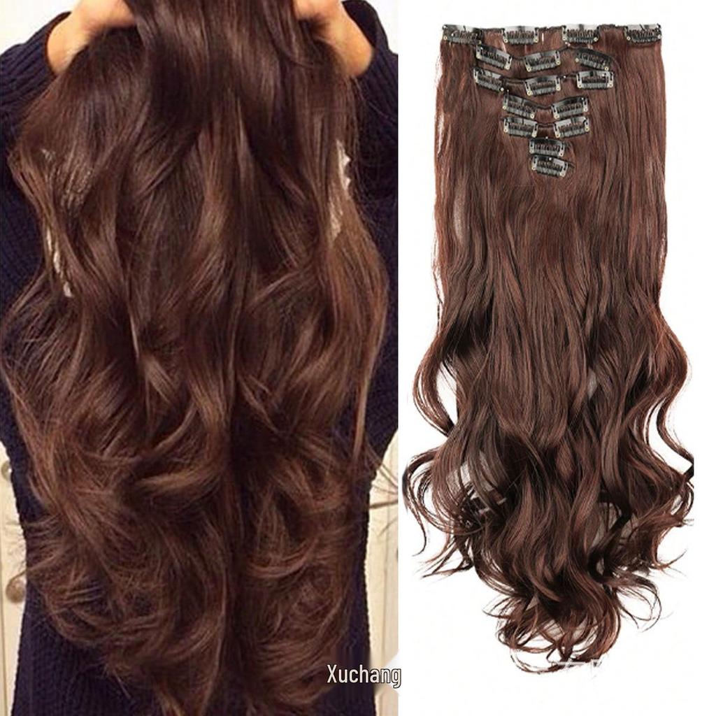 7-Piece European & American Long Curly Hair Extensions with 16 Clips
