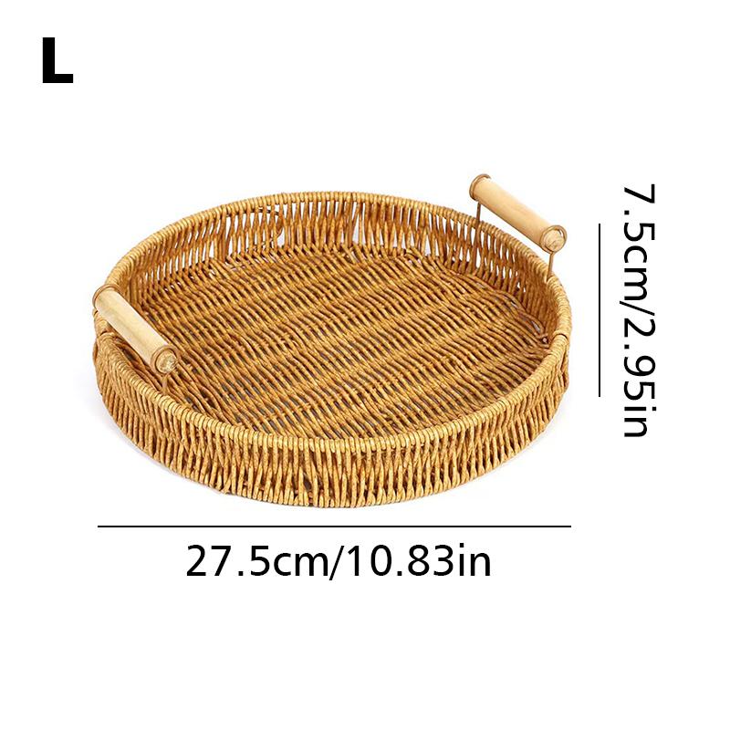 1Pc Plastic Tray Sundry Organizer Tray With Wooden Handle Desktop Decoration Storage Tray Jewelry Placement