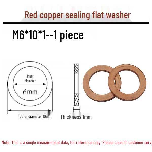 Annealed Red Copper Gasket Washer Pad for Sealing Fastener, M4-M34