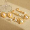 Gold-plated Heart Pearl Stud Earrings, Instagram Style French High-end Gold Snake Titanium Steel Earrings for Women