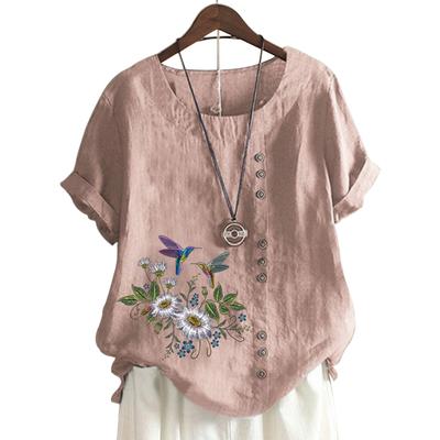 Chic and Comfortable Round Neck Tee for Women In 11 Colorful Print Varieties