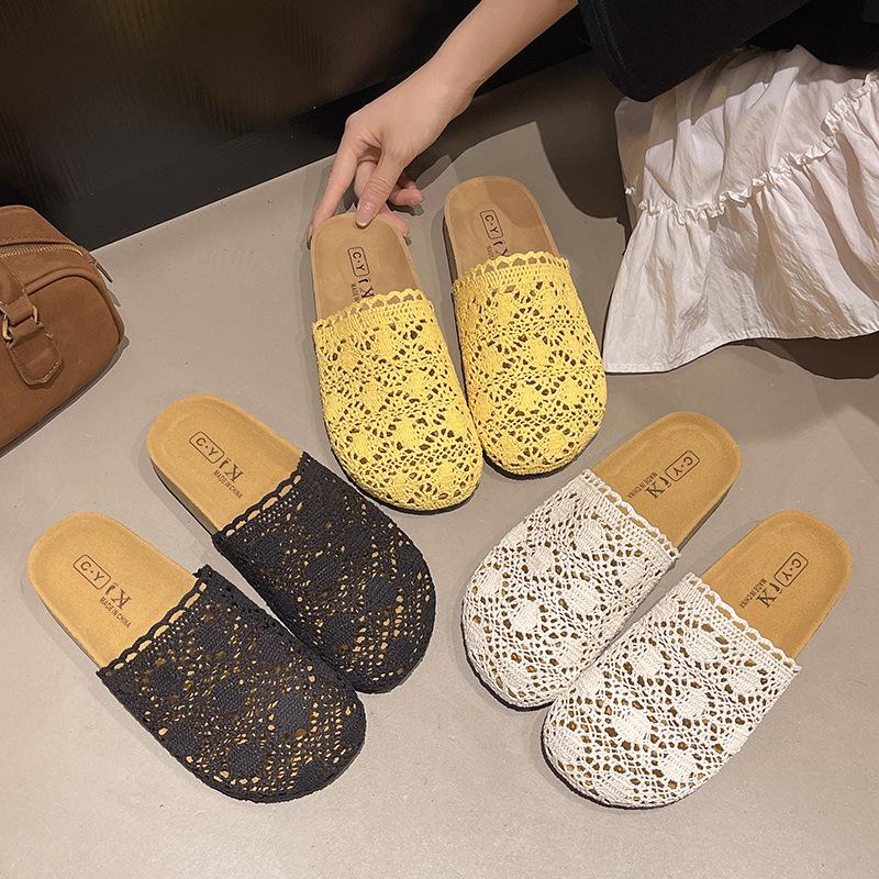 Thick Bottom Heightening One Pedal Lazy Spring and Summer Wear 2025 New Sandals Bag Head Half Slippers Women