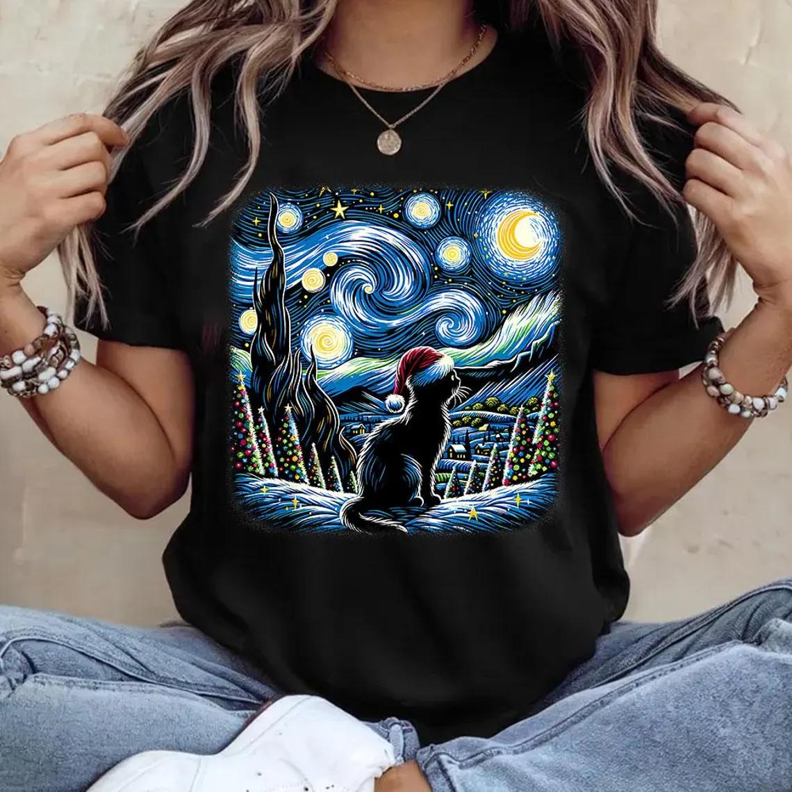 

Christmas Kitten Graphic Tshirt Unisexs Women Fashion Vintage Tshirts Casual Oversized Tee Shirt Streetwear S