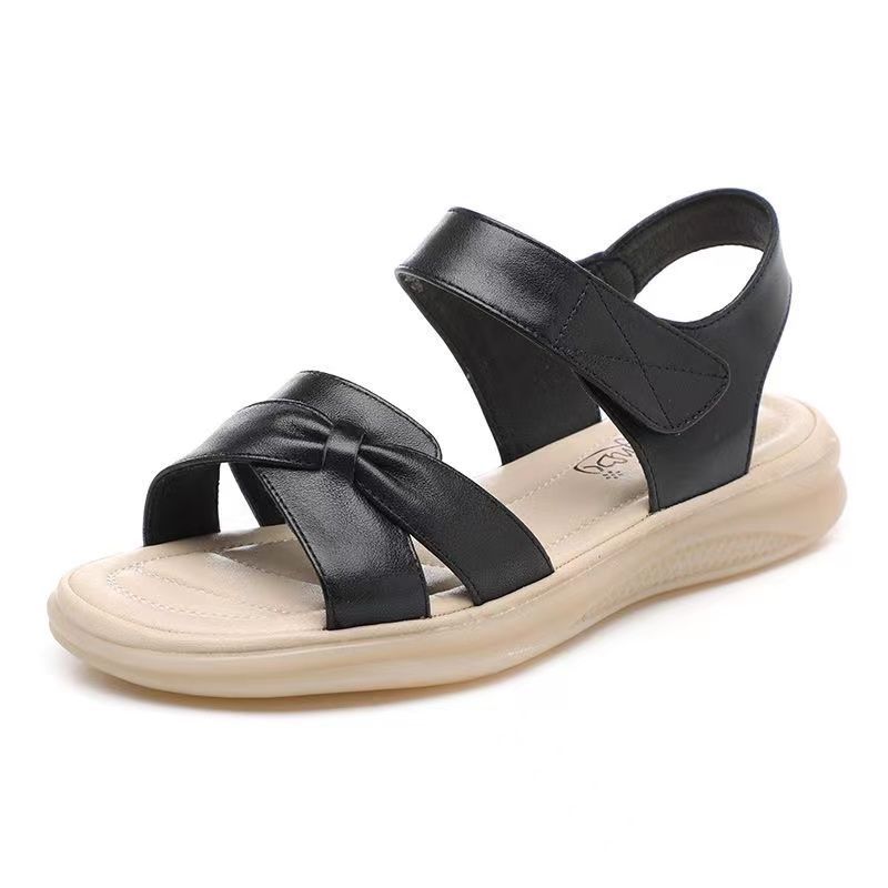 Fashion New Summer Women's Platforms Sandals, Slip-Resistant Middle-Aged Mothers Shoes Flat Casual Ladies Sandals Beach Shoes