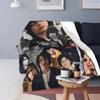 Collage Karomuster Finn Wolfhard Decken Fleece Frühling/Herbst Schauspieler Multifunktional Dünne Überwurfdecke für Zuhause Auto Teppichstück