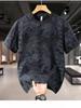 Men's Black Camouflage Leaf Print T-Shirt, All-Over Dark Tropical Leaf Pattern, Casual Short Sleeve Crew Neck for Everyday Streetwear