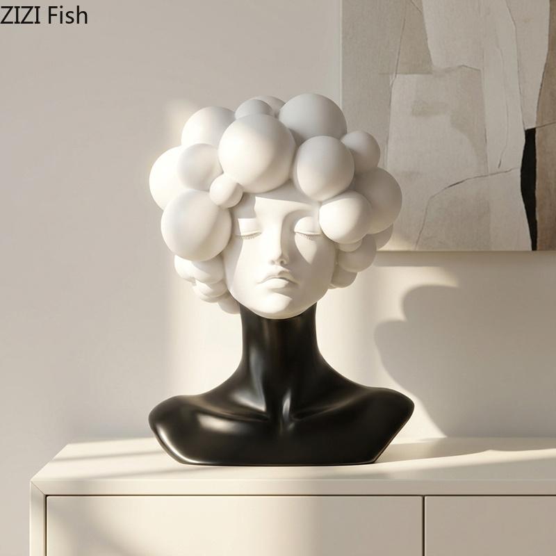 Creative Explosion Head Figures Ornaments Desk Decoration Minimalist Bubble Character Resins Sculpture Room Aesthetic Decor