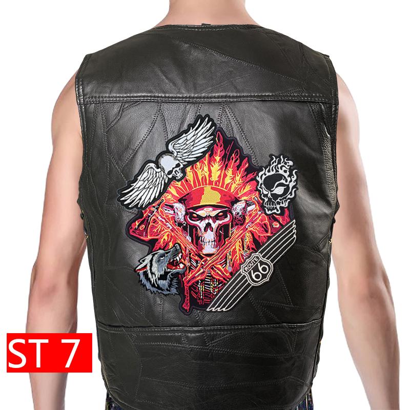 Drahtbindung Kombinationsetikett Amerikanische Super Coole Weste+Lederweste+Motorradschulter für Herren+Vierjahreszeiten-Fahrradclip+Klassisches gesticktes Abzeichen