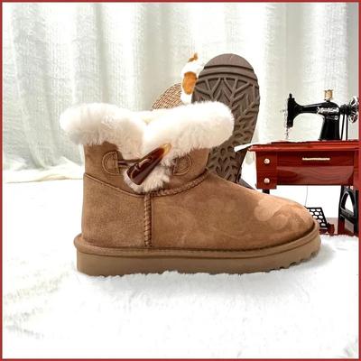 Mode Neue Mode Wolle Warm Damen Schneestiefel Mode Schaffell Winter Dick Plüsch Stiefeletten Damenstiefel Dicksohlige Schuhe