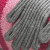 Daiso Ribbed Finger Hole Gloves Grey