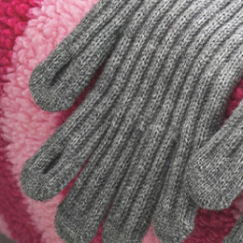 Daiso Ribbed Finger Hole Gloves Grey