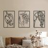 3 Pieces Metal Wall Art Abstract Woman Line Drawing Black Home Decor Living Room Kitchen Bathroom Gift