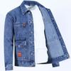 Autumn Spring Men's Coat Buttons Jacket Long Sleeves Pure Color Denim Jacket