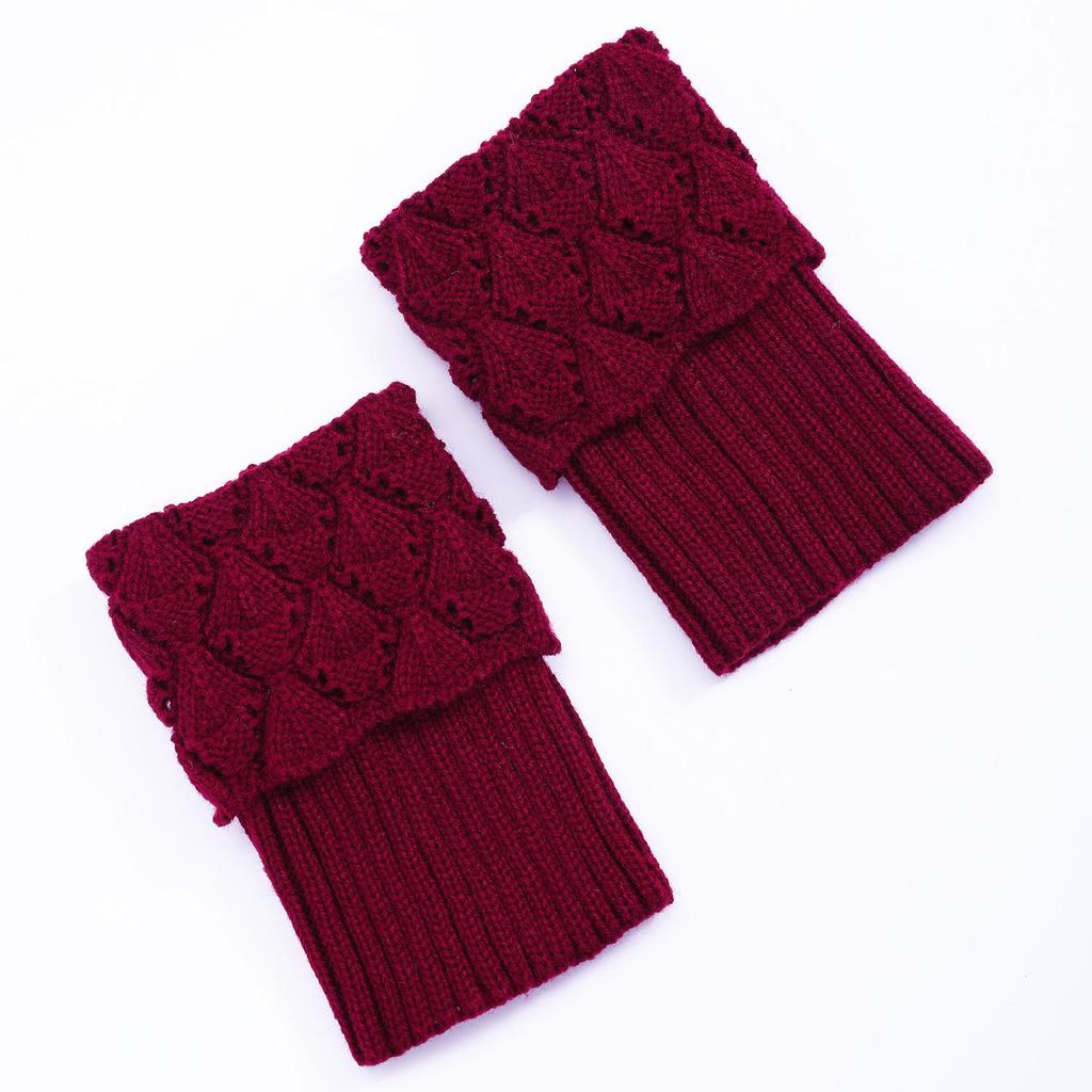 Korean Style Over-the-Knee Knit Scallop Leg Warmers for Women - Autumn/Winter Boot Cuffs