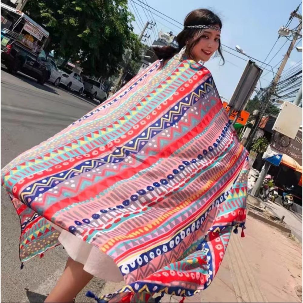 Chaka Salt Lake Great Northwest Tourism Ethnic Style Scarf Silk Scarf Women'S Summer Seaside Beach Shawl Sunscreen Thin