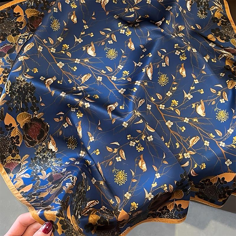 Silk Scarf Scarftop Headwraps For Women Vintage Four Seasons Hair Scarve 110X110Cm Hijab Foulard Bandana Femme Headscarf