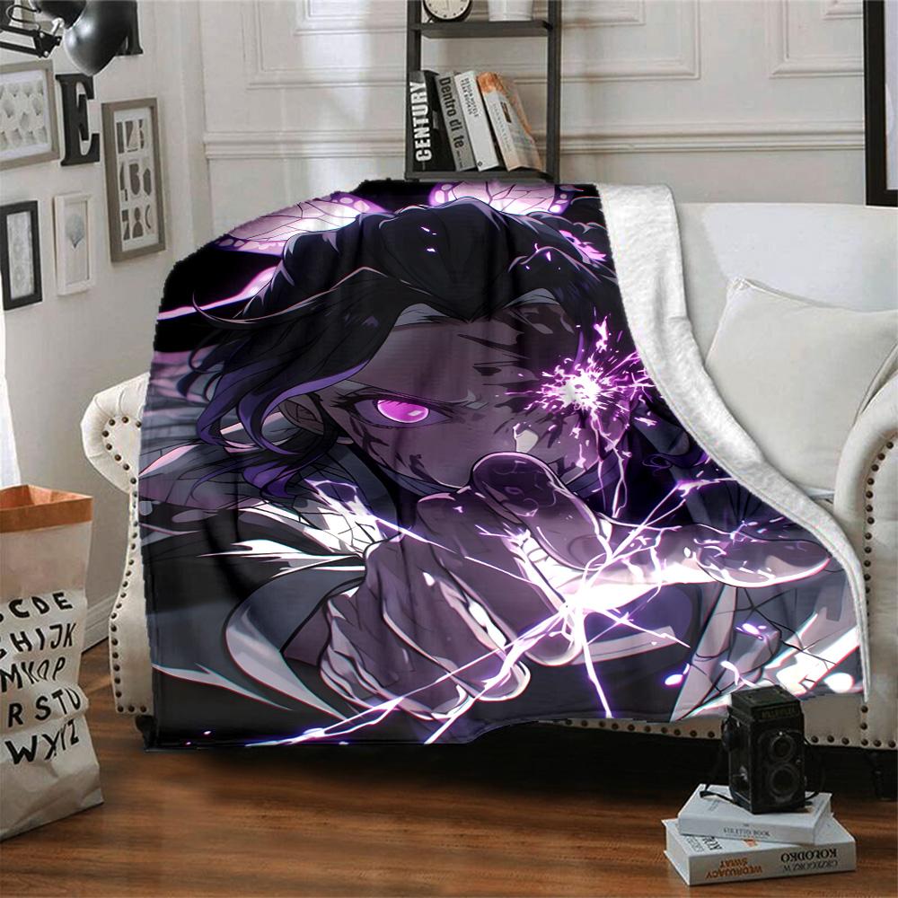 1pc Kochou Shinobu Blanket, Gift, for Men and Women, Soft Blanket, Good for Sofa Bed Couch Travel, Lightweight Flannel Blanket