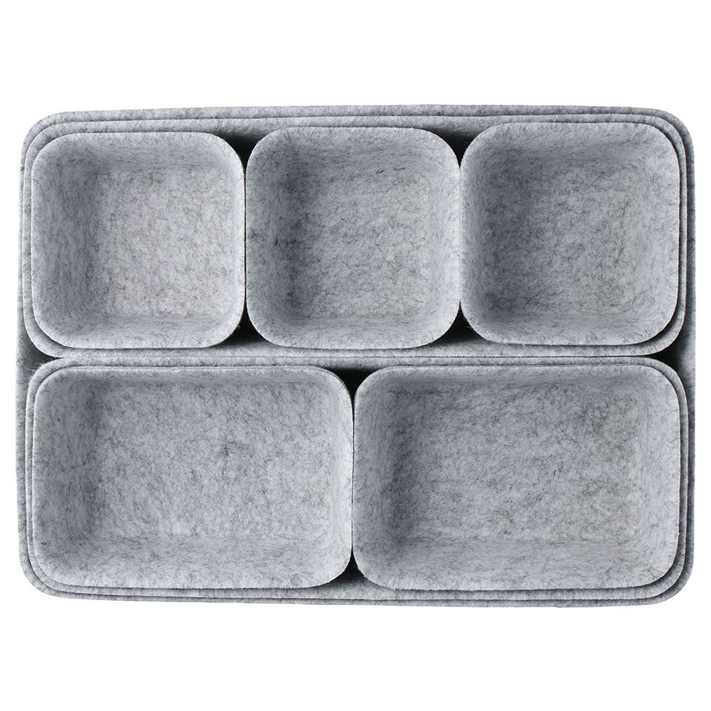 8Pcs Felt Sundries Sorting Box Portable Grey Storage Box Pen Holder Office