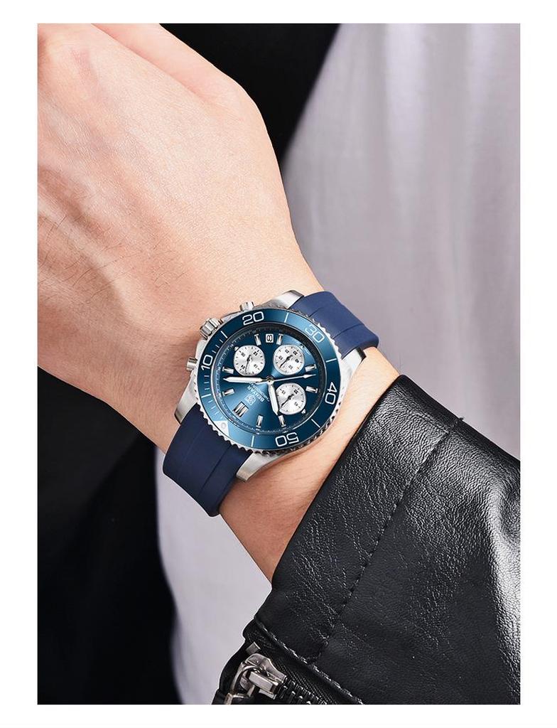 Benyar Men's Stainless Steel Multifunction Chronograph Watch - Luminous, Waterproof S002