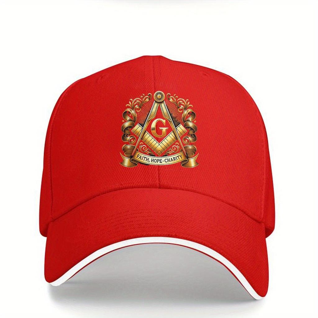 Masonic Square And Compass Faith Hope Charity Baseball Cap Polyester Casual Adjustable Dad Hat Unisex