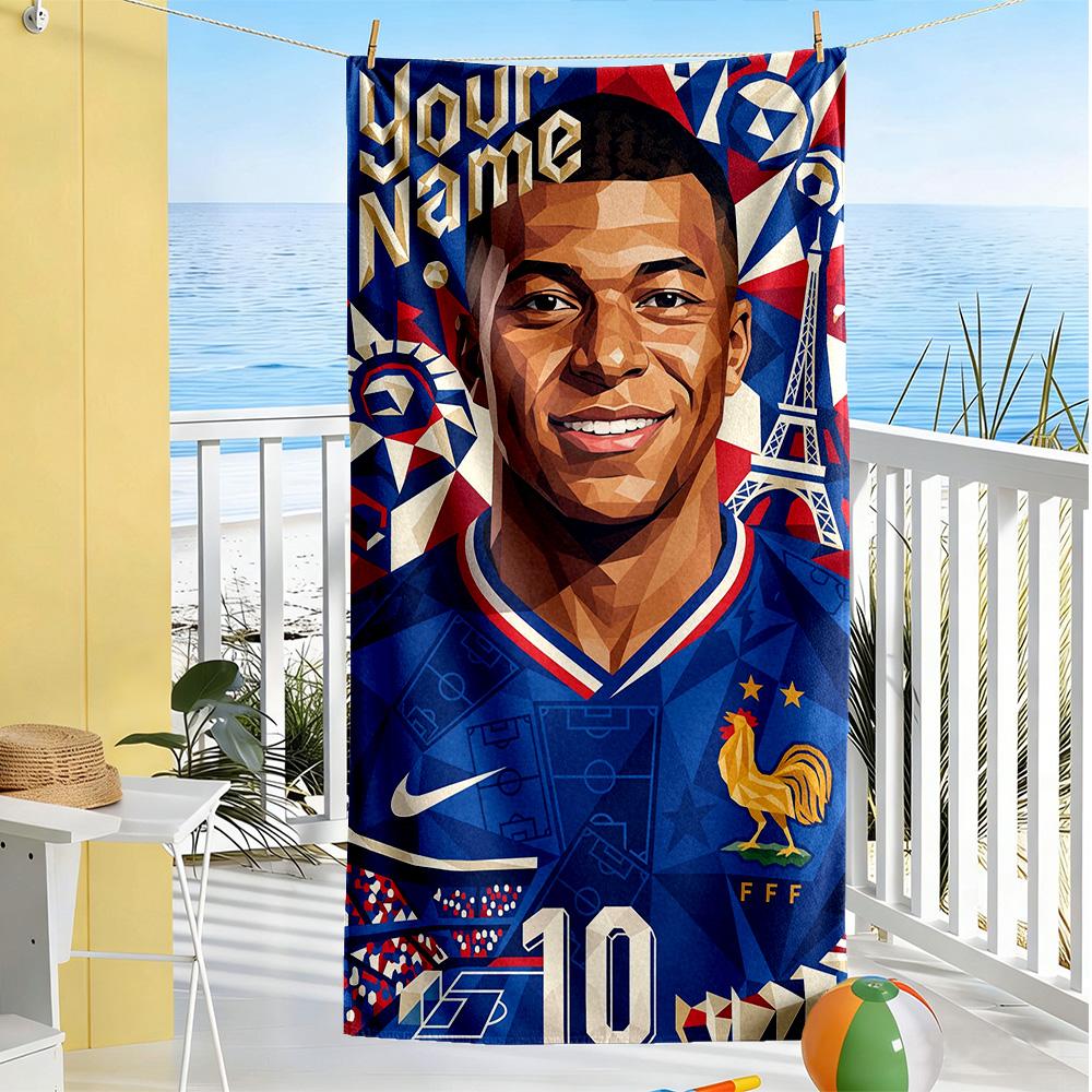 Mbappe Customized Name Beach Towel Quickdry Soft Microfiber Portable For Swimmingbeachcamping Travel Beach Accessoriesgym