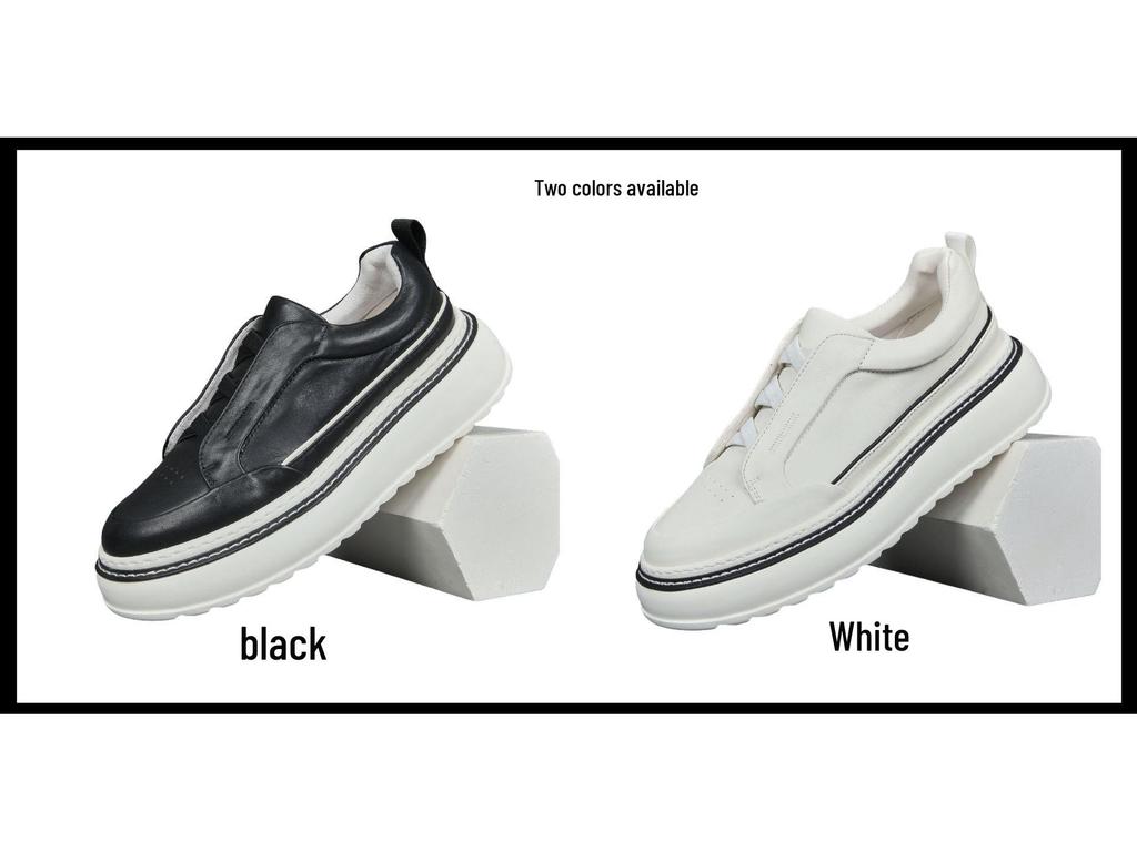 Autumn 2025 Men's Leather Breathable Slip-on Loafers with Thick Sole